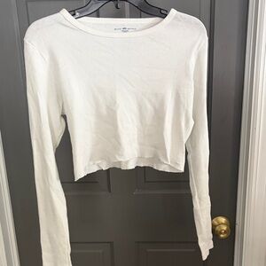 Brandy Melville White Long Sleeve Crop Top